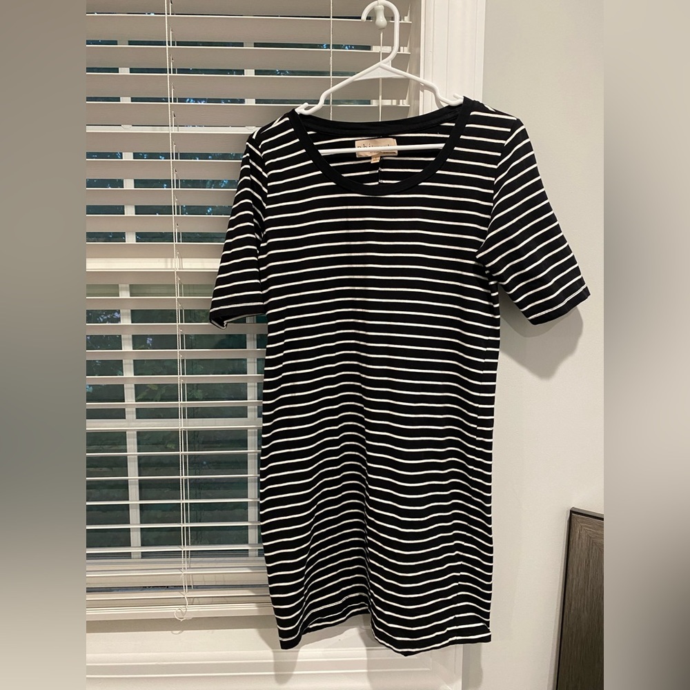 Philosophy Black & White Stripe Long T Shirt Dress